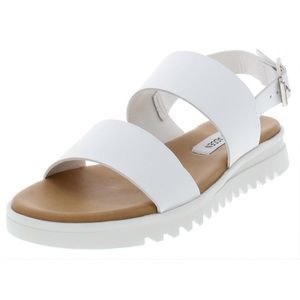 Steve Madden Bask Platform Sandals White Leather